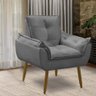 Kit 2 Poltronas para Sala Decorativa Opala Pés Madeira Suede Cinza Chumbo Império Decor - 8