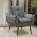 Ver mais imagens de Kit 2 Poltronas para Sala Decorativa Opala Pés Madeira Suede Cinza Chumbo Império Decor