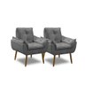 Kit 2 Poltronas para Sala Decorativa Opala Pés Madeira Suede Cinza Chumbo Império Decor - 1