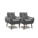 Ver imagem 1 de Kit 2 Poltronas para Sala Decorativa Opala Pés Madeira Suede Cinza Chumbo Império Decor
