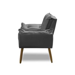Kit 2 Poltronas para Sala Decorativa Opala Pés Madeira Suede Cinza Chumbo Império Decor - 5