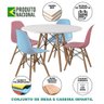 Conjunto De Mesa Madeira Infantil 68Cm Redondo Branco 2 Cadeiras Azul E 2 Rosa - 3