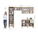 Ver imagem 3 de Lavanderia Modulada com 2 Armários Aereos, 1 Balcão e 1 Armário Multiuso Glória Bege/Castanho/Off White