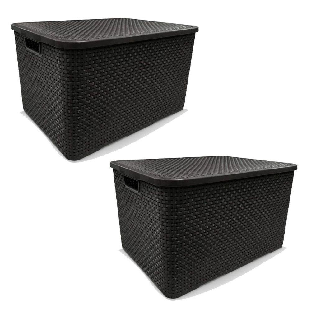 Kit 4 Caixa Organizadora Rattan com tampa 40Litros ArqPlast - 1