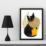 Quadro Decorativo Gatinho com Margaridas 45x34cm:madeira Preta - 2
