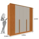 Ver imagem 3 de Guarda-Roupa 6 Portas com Espelho Ripado Nova York e Cama Casal Monaco Espresso Móveis Bege/Cinamomo/Off White