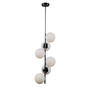 Pendente Petit Poa Cromo Negro e Branco (d)31cm (a)140cm 6xe27 Bolinha 30w - Sq004b