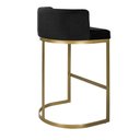 Ver imagem 2 de Banqueta Belly Alta Estofada Dourada em Tecido Suede Preto Elegante e Confortável 75cm