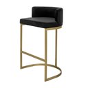Ver imagem 1 de Banqueta Belly Alta Estofada Dourada em Tecido Suede Preto Elegante e Confortável 75cm