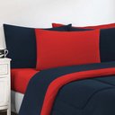 Ver imagem 2 de Kit Edredom Malha 100% Algodão Gran Moratta 2 Peças Solteiro - Azul Marinho-vermelho