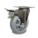 Ver imagem 1 de Rodizio Industrial Aço Inox 6 Pol. Placa Freio Roda Macia