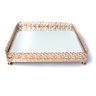Bandeja Luxo Ouro Rose Retangular Metal Com Espelho17X20 - 1