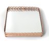 Bandeja Luxo Ouro Rose Retangular Metal Com Espelho17X20 - 5