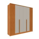 Ver imagem 2 de Guarda-Roupa 6 Portas com Espelho Ripado Nova York e Cama Solteiro Monaco Espresso Móveis Bege/Cinamomo/Off White
