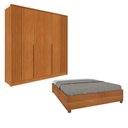 Ver imagem 1 de Guarda-Roupa 6 Portas Ripado Nova York e Cama Casal Queen Monaco Espresso Móveis Bege/Cinamomo