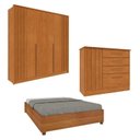Ver imagem 1 de Quarto Completo 1 Guarda-Roupa 6 Portas e 1 Cômoda Ripado Nova York e 1 Cama Casal Monaco Espresso m Bege/Cinamomo