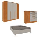 Ver imagem 1 de Quarto Completo 1 Guarda-Roupa 6 Portas e 1 Cômoda Ripado Nova York e 1 Cama Casal Mônaco Espresso m Bege/Cinamomo/Off White