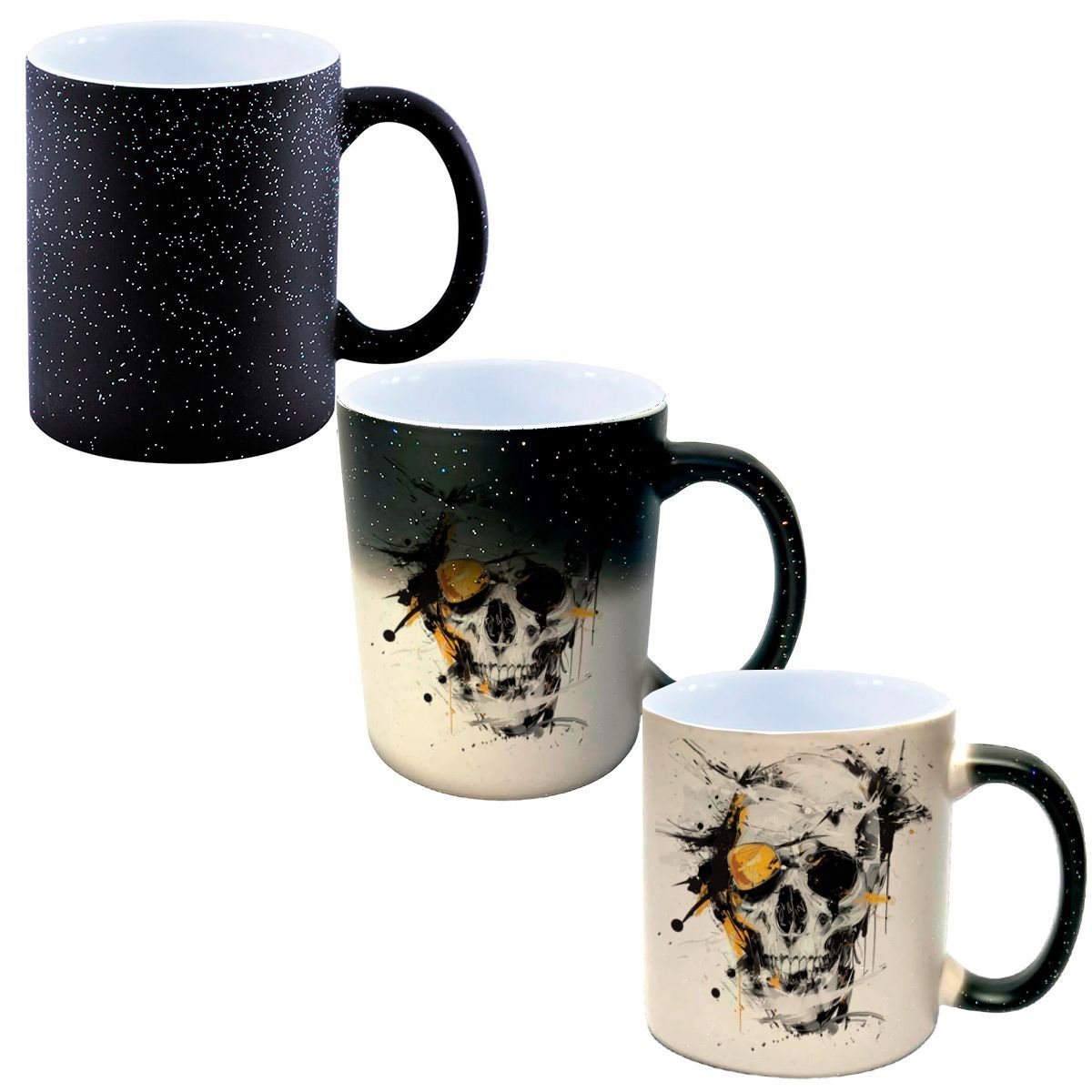 Caneca Mágica Glitter Muda de Cor Y2 Caveira Splash Color 1 - 1