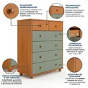 Ver imagem 5 de Cômoda 6 Gavetas Vittoria Marrom Cinamomo/Sálvia