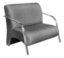 Ver imagem 2 de Conjunto Sevilha 2 Poltronas + 1 Namoradeira Braço Metal Decoração Recepção Sala - Linho Cinza