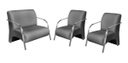 Ver imagem 1 de Conjunto Sevilha 2 Poltronas + 1 Namoradeira Braço Metal Decoração Recepção Sala - Linho Cinza