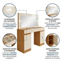 Ver imagem 5 de Penteadeira Camarim com Espelho com LED 2 Gavetas Studio Bege Cinamomo Off White