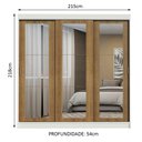Ver imagem 3 de Guarda-roupa Casal Madesa Kansas 3 Portas de Correr de Espelho 3 Gavetas