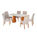 Ver imagem 2 de Conjunto Mesa Fortaleza com 6 Cadeiras Madeira, Estofada e Bordada Liz Authentic Espresso Móveis Cin