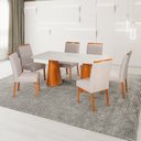 Ver imagem 1 de Conjunto Mesa Fortaleza com 6 Cadeiras Madeira, Estofada e Bordada Liz Authentic Espresso Móveis Cin