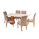 Ver imagem 2 de Conjunto Mesa Fortaleza com 6 Cadeiras Madeira e Estofada Bella Authentic Espresso Móveis Bege/Champ