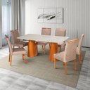 Ver imagem 1 de Conjunto Mesa Fortaleza com 6 Cadeiras Madeira e Estofada Bella Authentic Espresso Móveis Bege/Champ