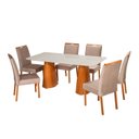 Ver imagem 3 de Conjunto Mesa Fortaleza com 6 Cadeiras Madeira e Estofada Bella Authentic Espresso Móveis Bege/Champ
