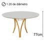 Conjunto Mesa de Jantar Barcelona Off White Base Dourado 1,20m com 4 Cadeiras Aurora - 2