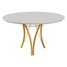 Conjunto Mesa de Jantar Barcelona Off White Base Dourado 1,20m com 4 Cadeiras Aurora - 4