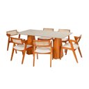 Ver imagem 4 de Conjunto Mesa Fortaleza com 6 Cadeiras Madeira Maciça, Rattan 100% Natural e Estofada Verona Off Whi