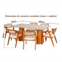 Ver imagem 3 de Conjunto Mesa Fortaleza com 6 Cadeiras Madeira Maciça, Rattan 100% Natural e Estofada Verona Off Whi