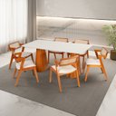 Ver imagem 1 de Conjunto Mesa Fortaleza com 6 Cadeiras Madeira Maciça, Rattan 100% Natural e Estofada Verona  