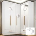 Ver imagem 2 de Quarto Modulado de Canto 100% MDF 3 Peças 5 Portas 2 Gavetas com Espelhos Smart Plus Espresso Móveis Branco