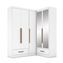 Ver imagem 3 de Quarto Modulado de Canto 100% MDF 3 Peças 5 Portas 2 Gavetas com Espelhos Smart Plus Espresso Móveis Branco