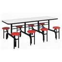Ver imagem 3 de Mesa para Refeitório Escamoteável 08 Lugares Mdp Branco de 25 Mm - Assento Vermelho - 50803