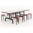 Ver imagem 1 de Mesa para Refeitório Escamoteável 08 Lugares Mdp Branco de 25 Mm - Assento Vermelho - 50803