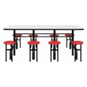 Ver imagem 2 de Mesa para Refeitório Escamoteável 08 Lugares Mdp Branco de 25 Mm - Assento Vermelho - 50803