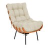Poltrona e Puff Costela com Base Metálica Preta no Bouclê Bege - Belliv Decor - 2