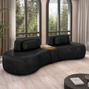 Ver imagem 1 de Sofá Sala de Estar Modulado França 325cm com Encosto Articulável Mesa Central e Almofadas Pu Preto G