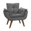 Ver imagem 2 de Kit 2 Poltrona Decorativa Gran Opala Suede Cinza para Sala de Estar Luxo Escritório Quarto