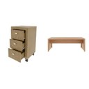Ver imagem 2 de Conjunto 2 Peças com Escrivaninha Mesa Escritório ME4185 e Gaveteiro ME4108 3 Gavetas 180cm Amendoa Marrom