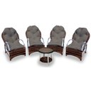 Ver imagem 1 de Conjunto de Poltronas Fibra Sintética Pequim Alumínio - 4 Poltronas + 1 Mesa Centro - Tecido Duna 2 