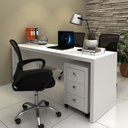 Ver imagem 1 de Conjunto 2 Peças com Escrivaninha Mesa Escritório ME4185 e Gaveteiro ME4108 180cm Branco