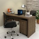 Ver imagem 1 de Conjunto 2 Peças com Escrivaninha Mesa Escritório ME4185 e Gaveteiro ME4108 180cm Nogal Marrom
