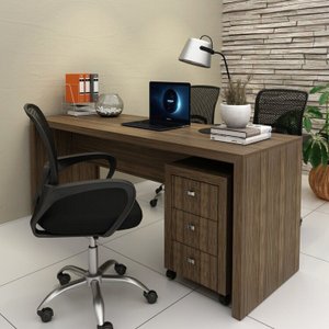 Kit 2 Peças com Mesa para Escritório ME4185 e Gaveteiro ME4108